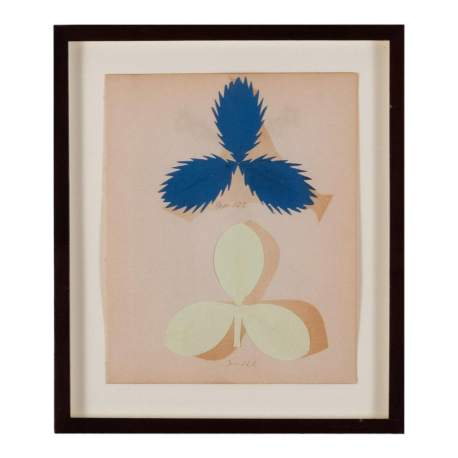Collection of Fourteen Framed Vintage Construction Paper Shape Studies