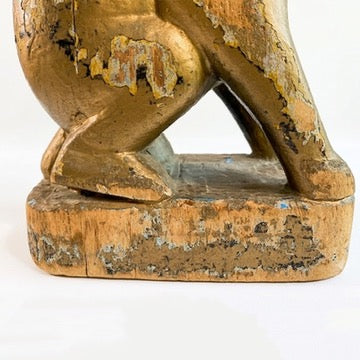 Antique Carved Gilt Wood Seated Monkey Figure