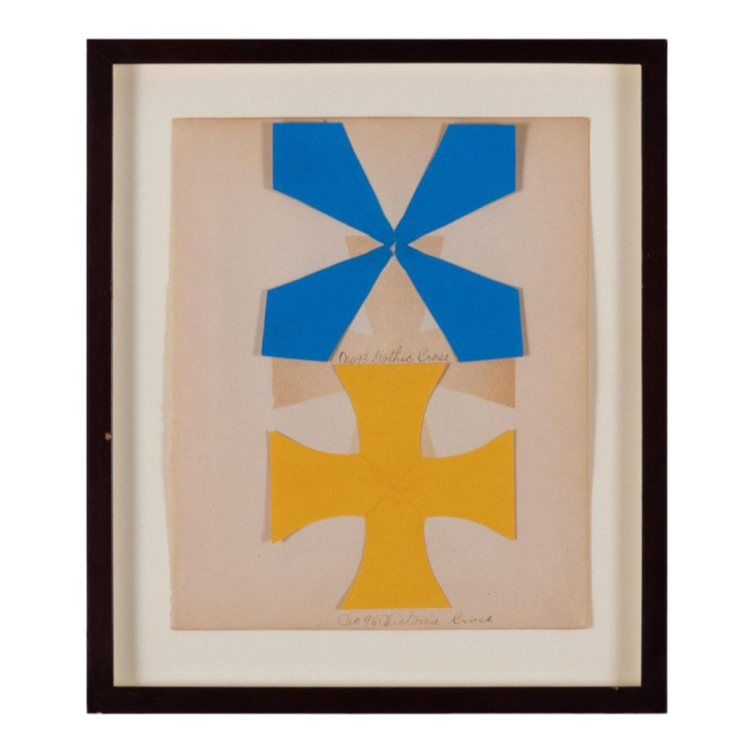 Collection of Fourteen Framed Vintage Construction Paper Shape Studies