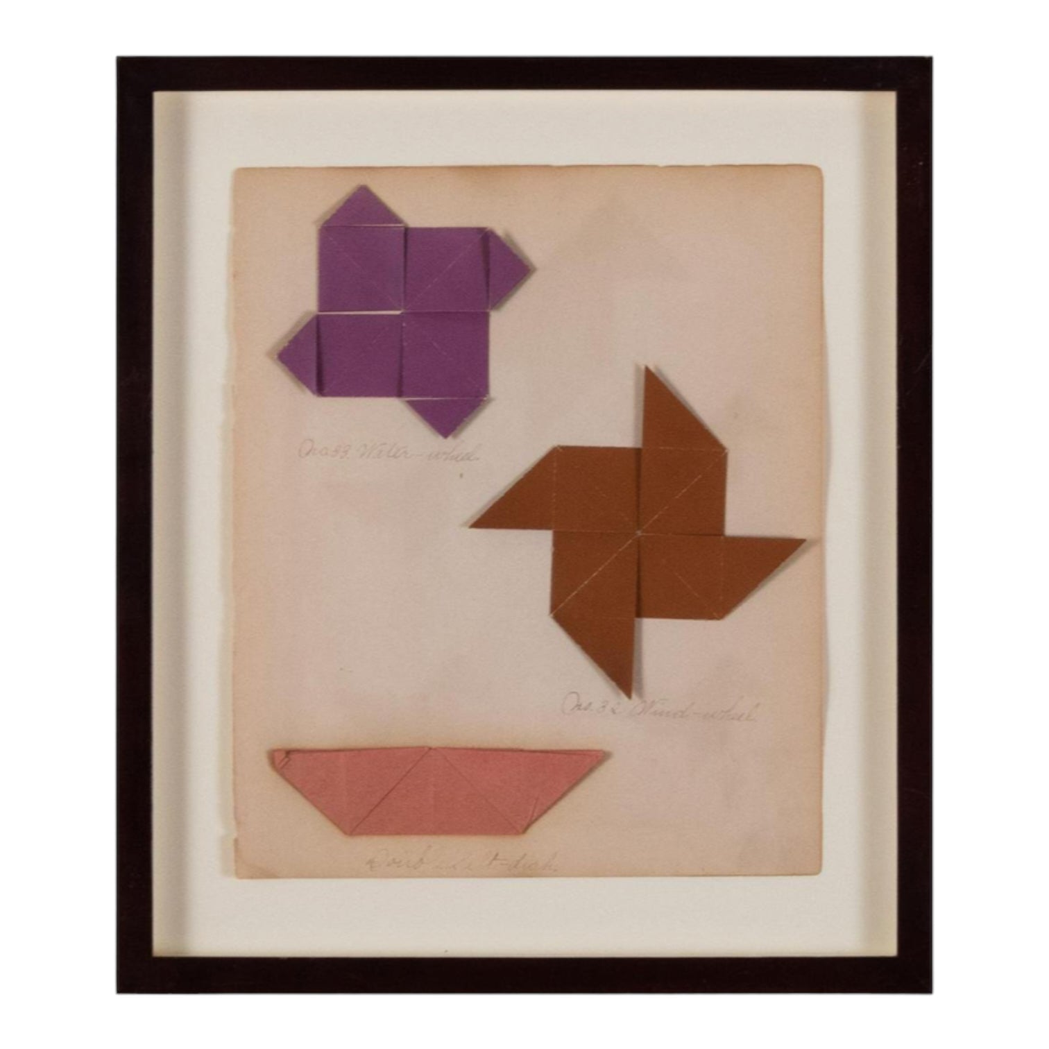 Collection of Fourteen Framed Vintage Construction Paper Shape Studies