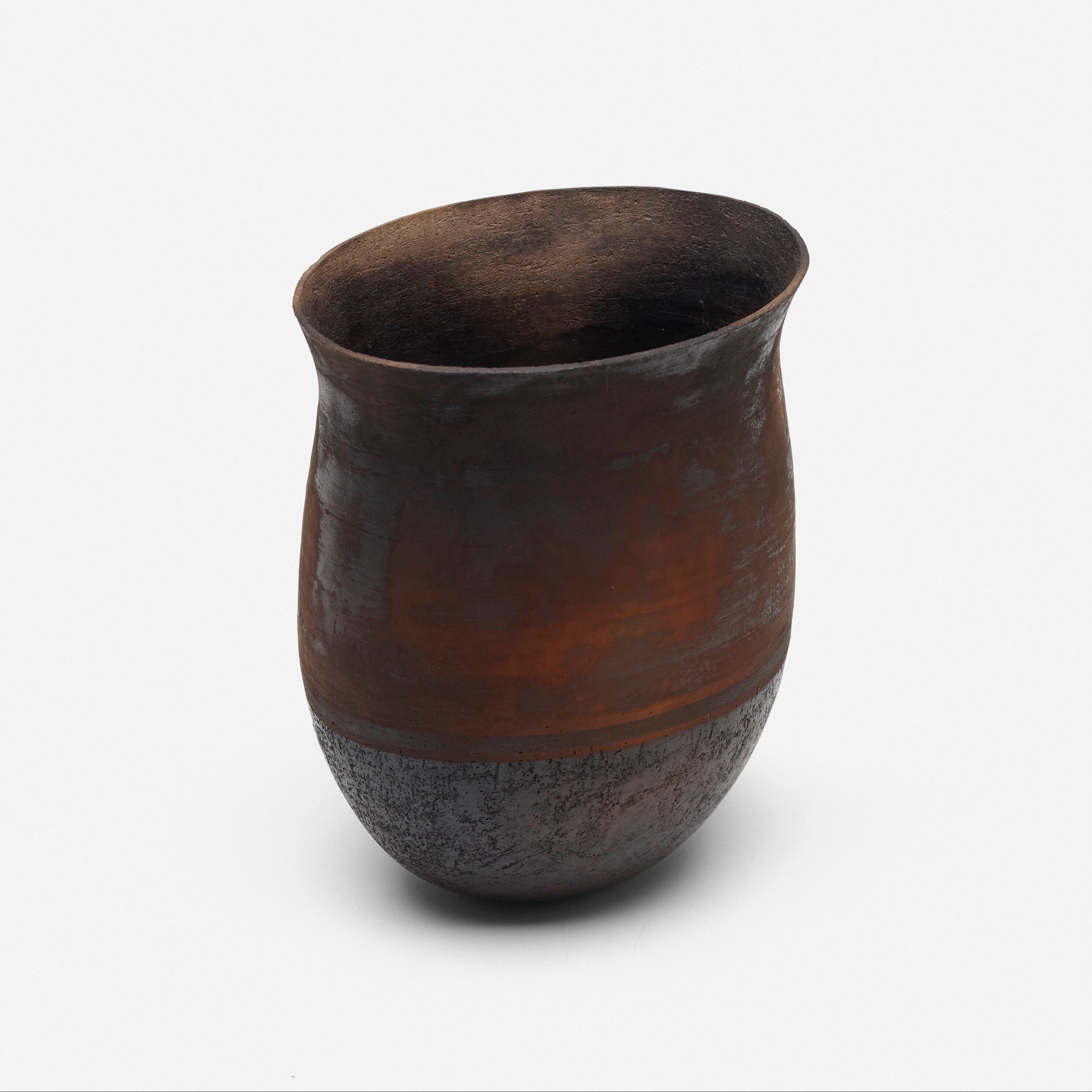 Brown ceramic vase on a white background