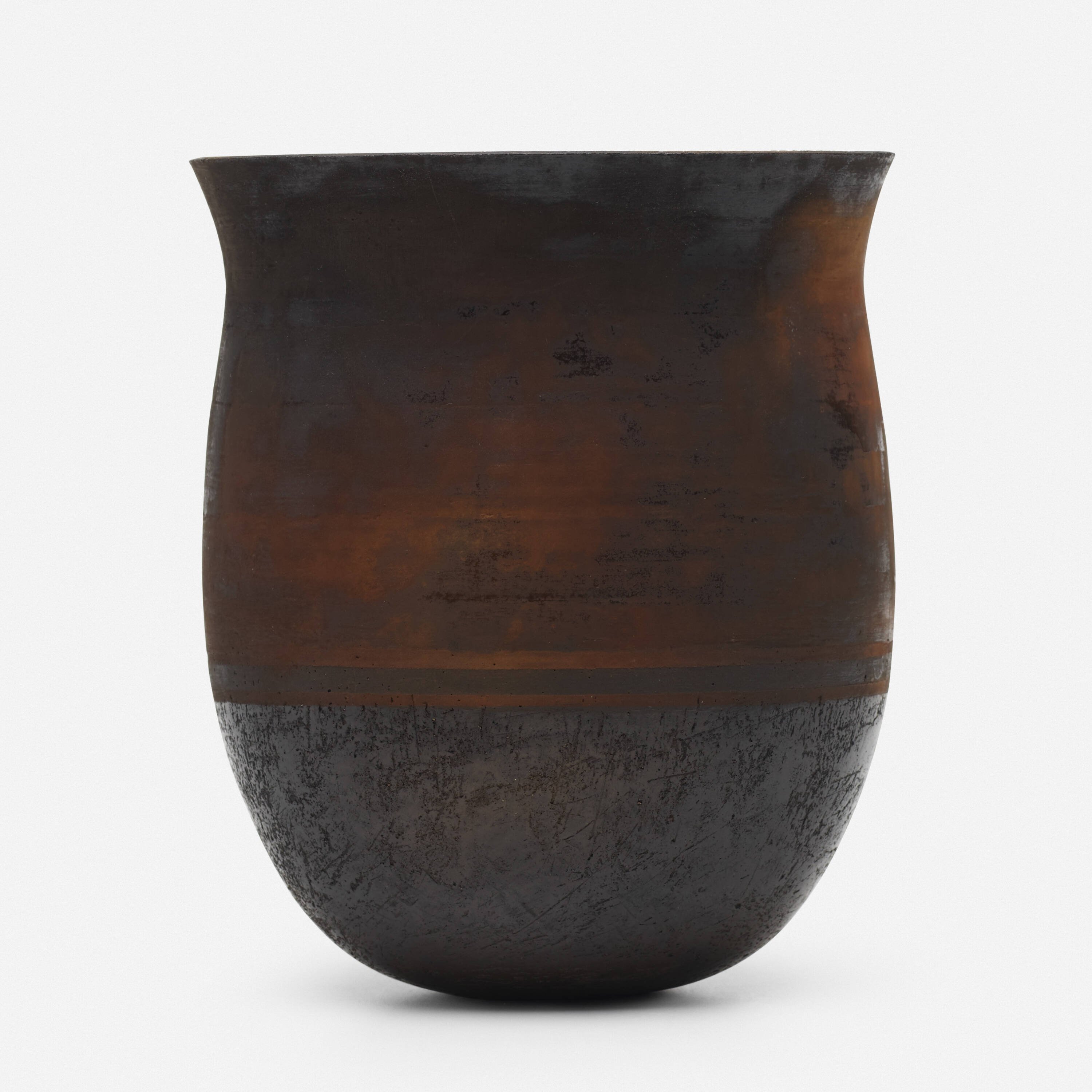 Brown ceramic vase on a white background