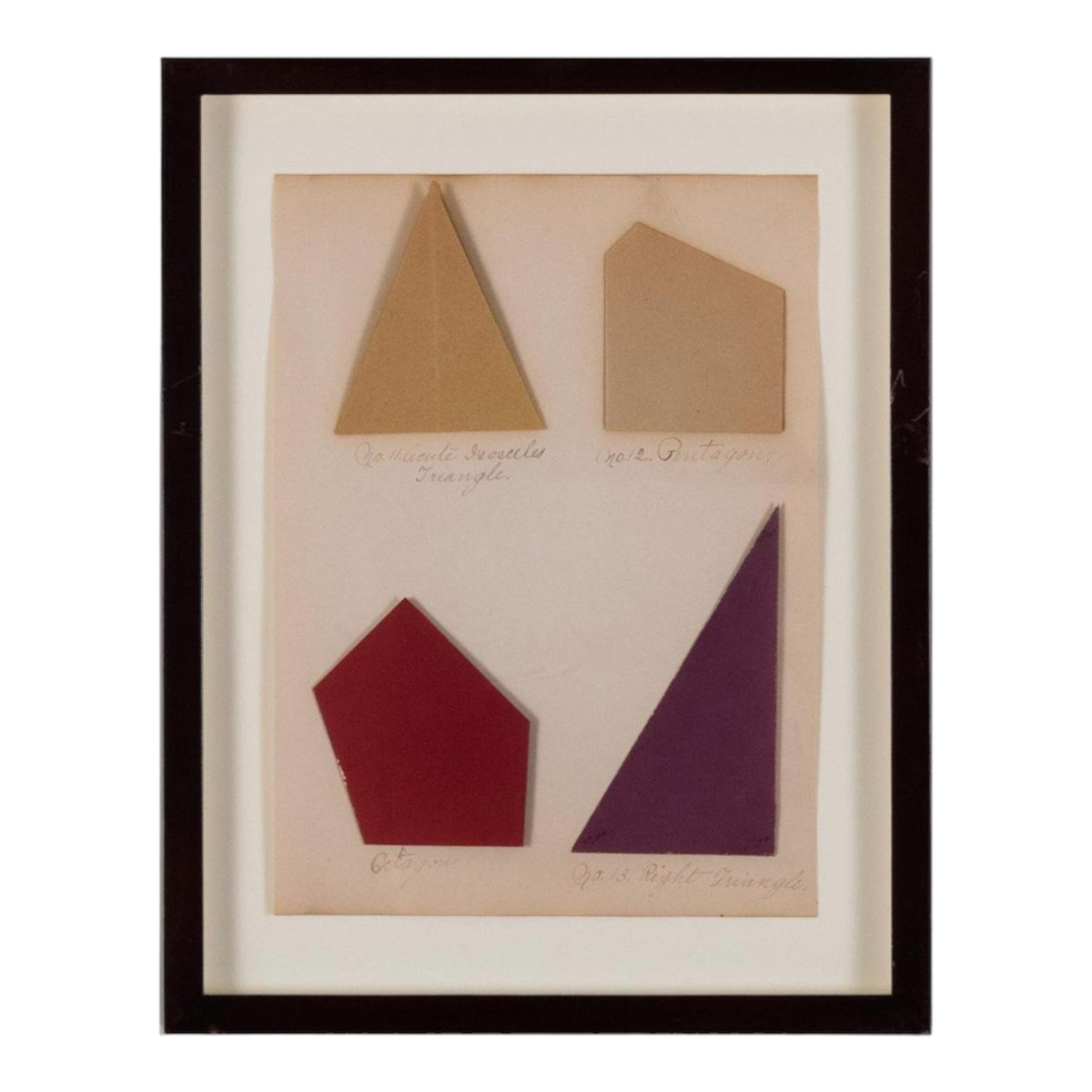 Collection of Fourteen Framed Vintage Construction Paper Shape Studies