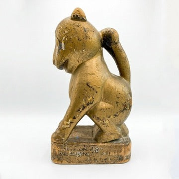 Antique Carved Gilt Wood Seated Monkey Figure