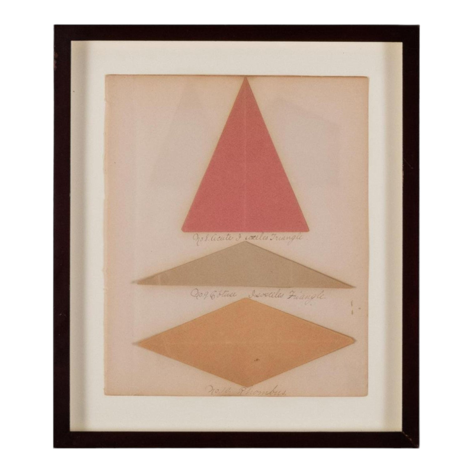 Collection of Fourteen Framed Vintage Construction Paper Shape Studies