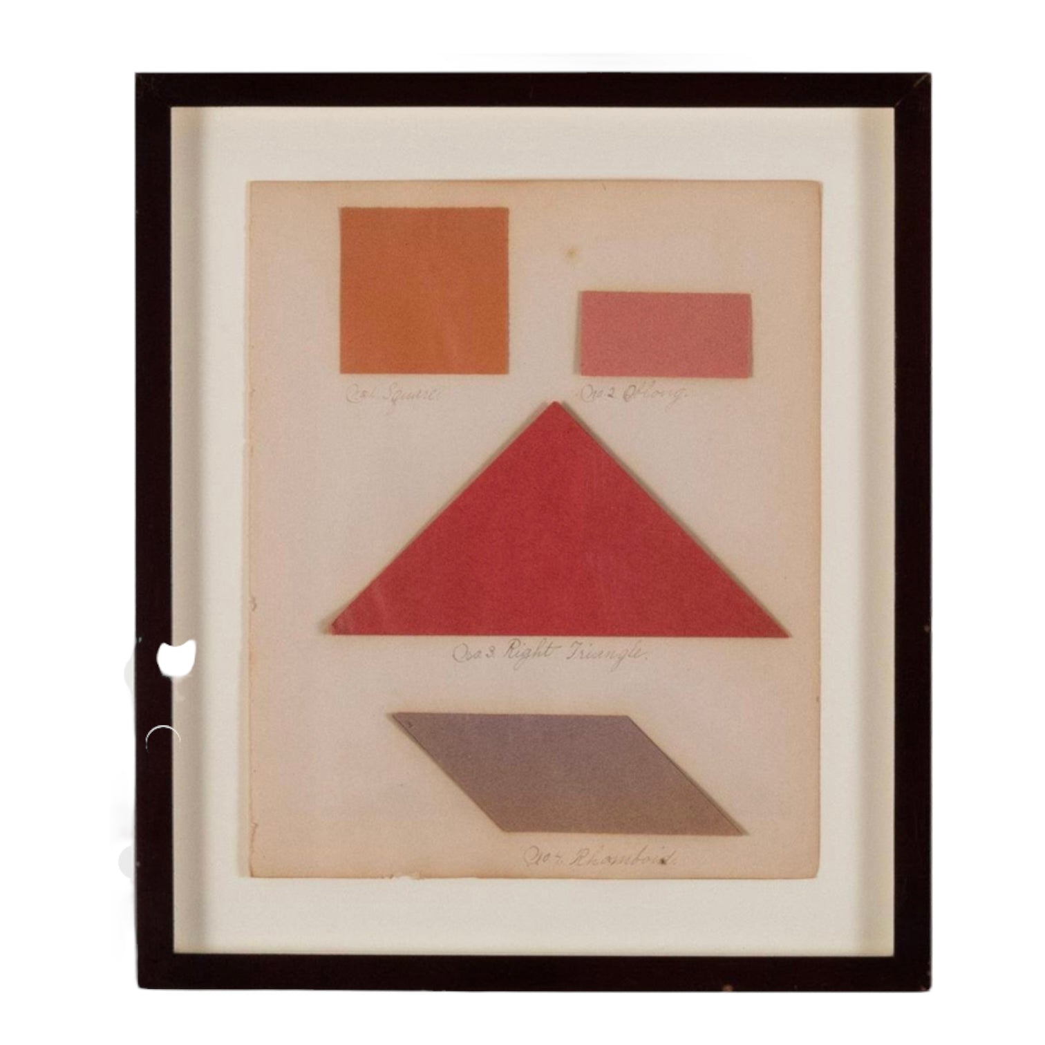 Collection of Fourteen Framed Vintage Construction Paper Shape Studies