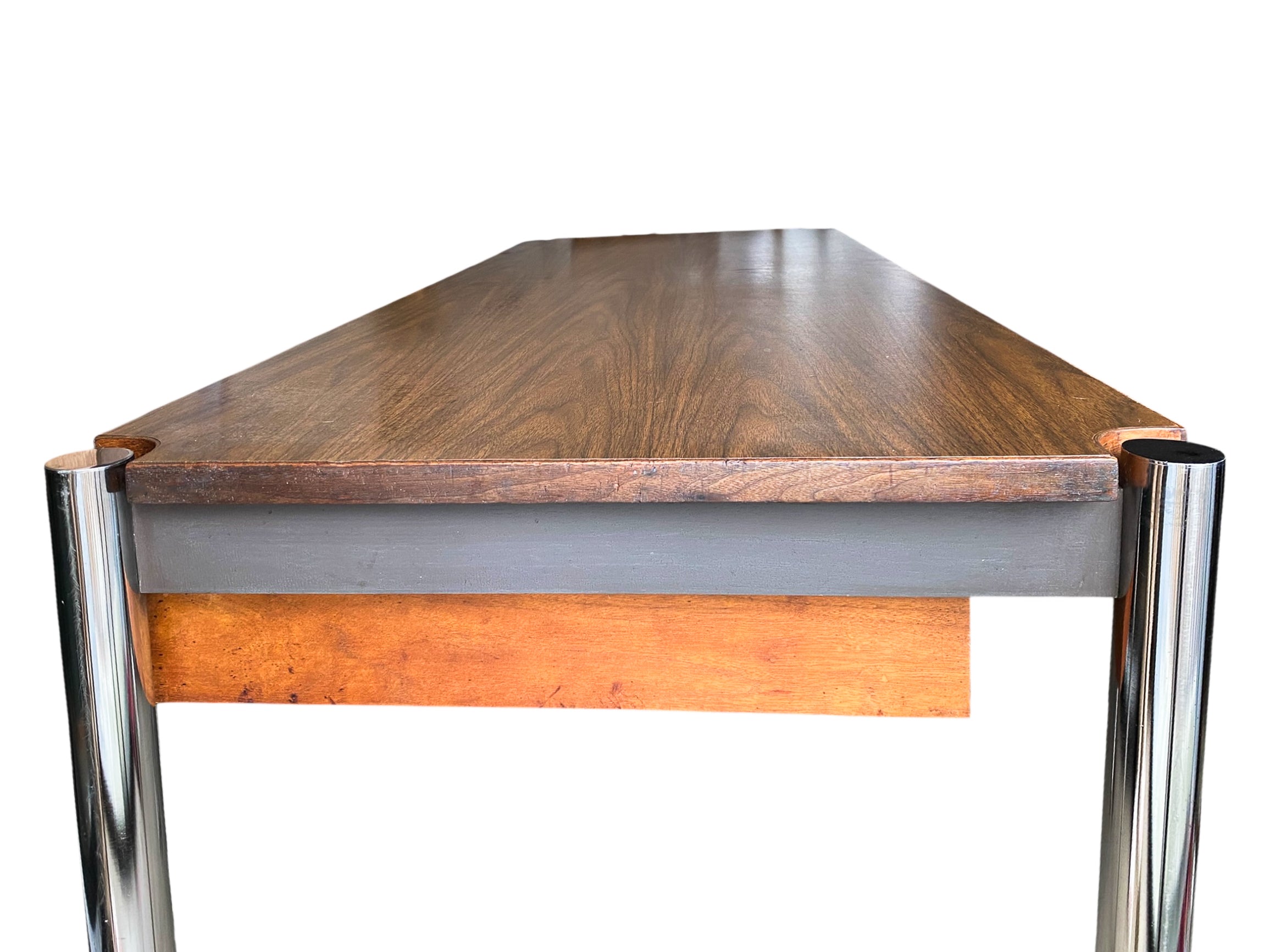 Jens Risom Walnut and Chrome Writing Desk