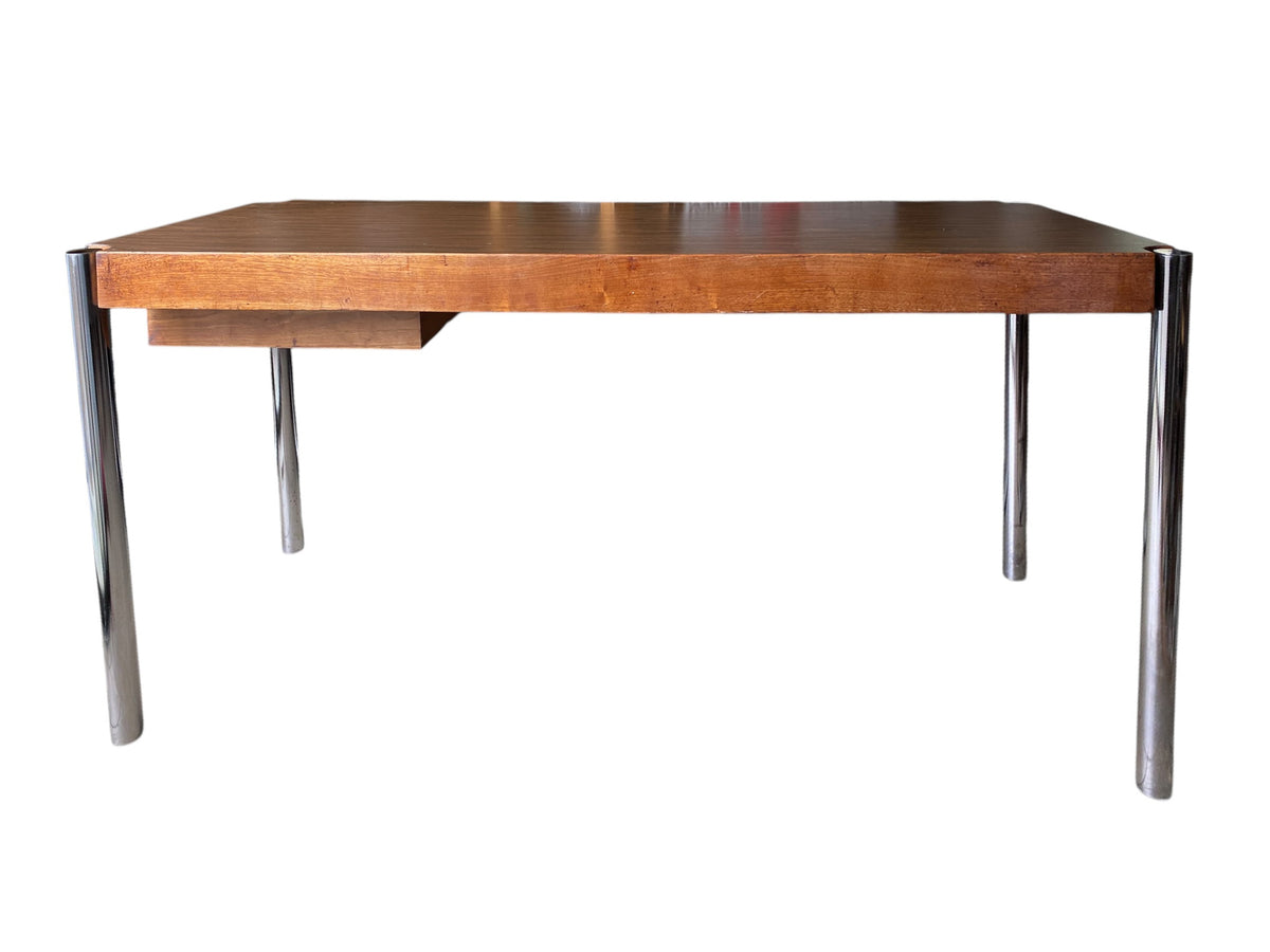 Jens Risom Walnut and Chrome Writing Desk