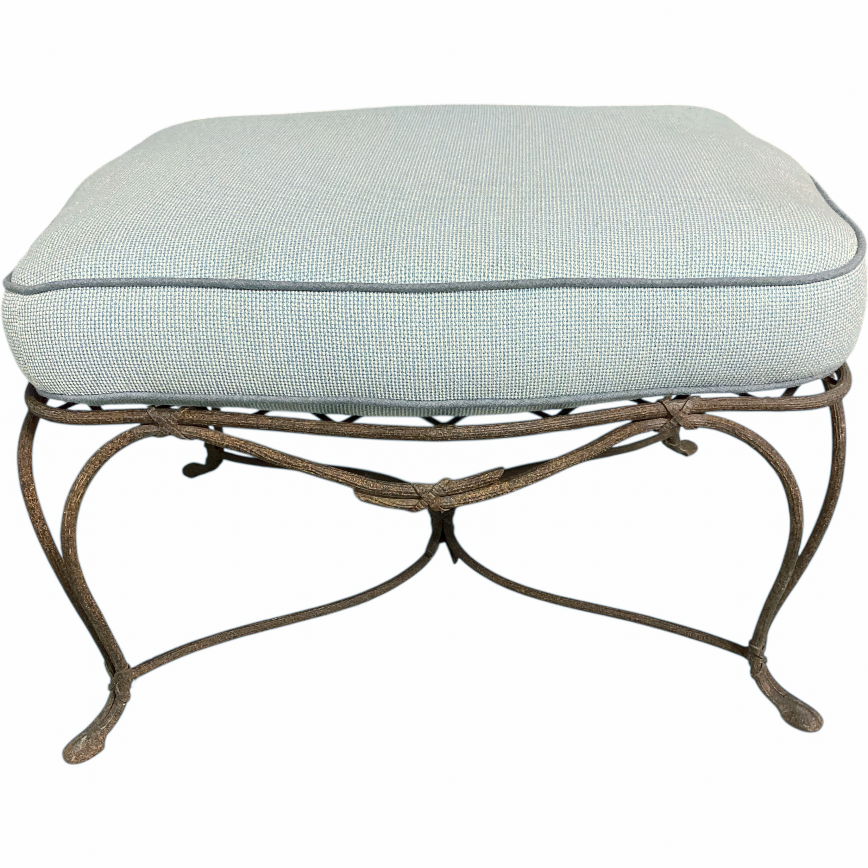 A Pair of Faux Bois Fauteuil with Ottoman (in the style of Rose Tarlow)