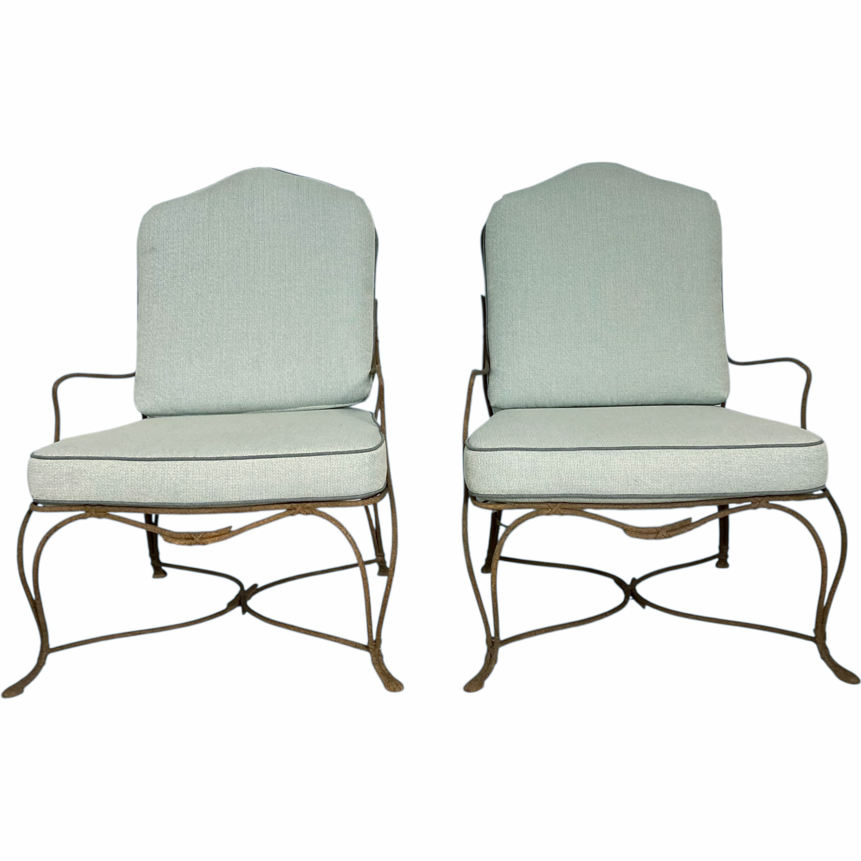 A Pair of Faux Bois Fauteuil with Ottoman (in the style of Rose Tarlow)