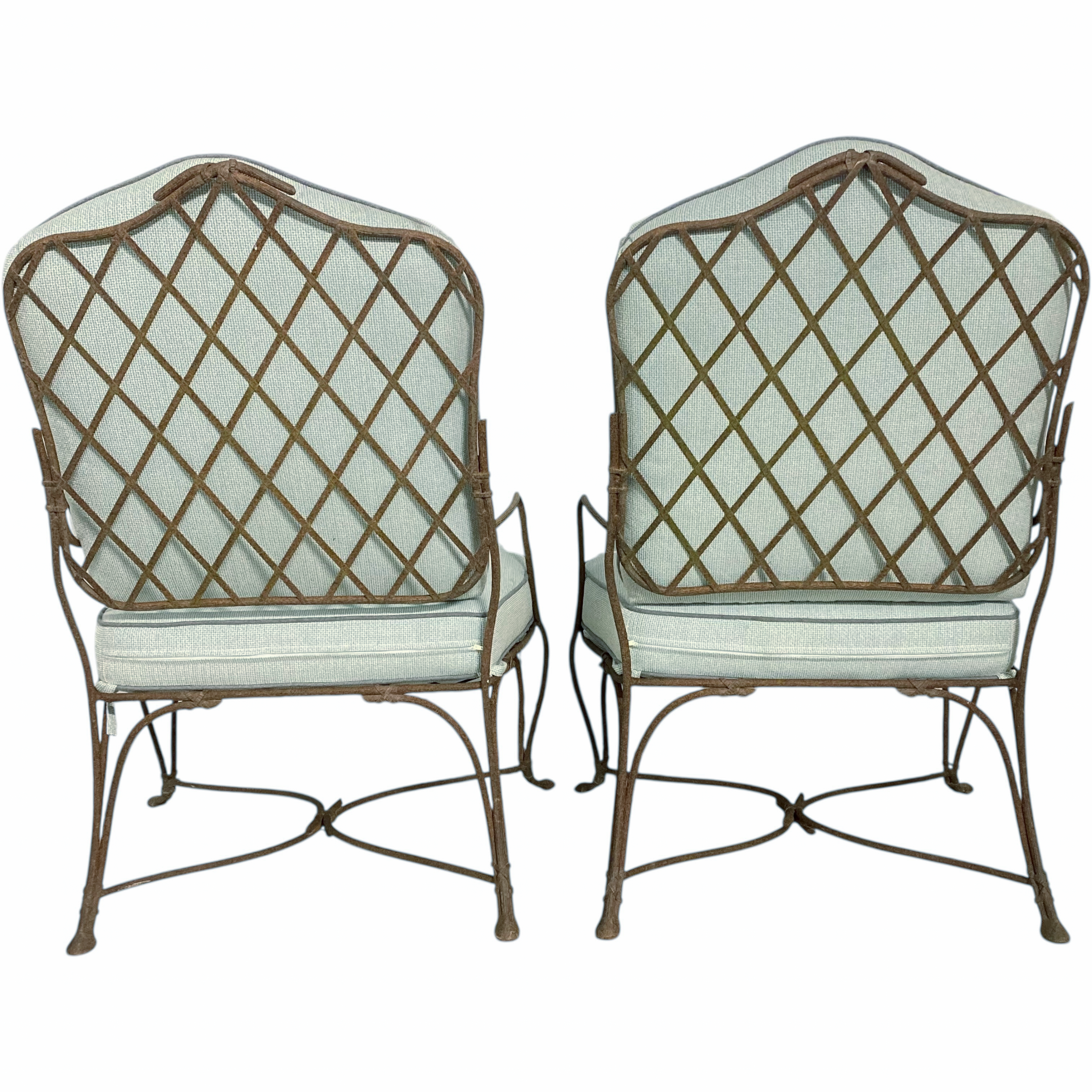 A Pair of Faux Bois Fauteuil with Ottoman (in the style of Rose Tarlow)