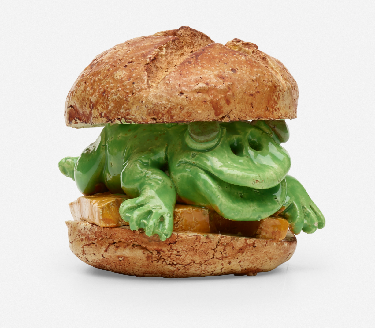 David Gilhooly , Brioche with Frog and Sliced Cheese