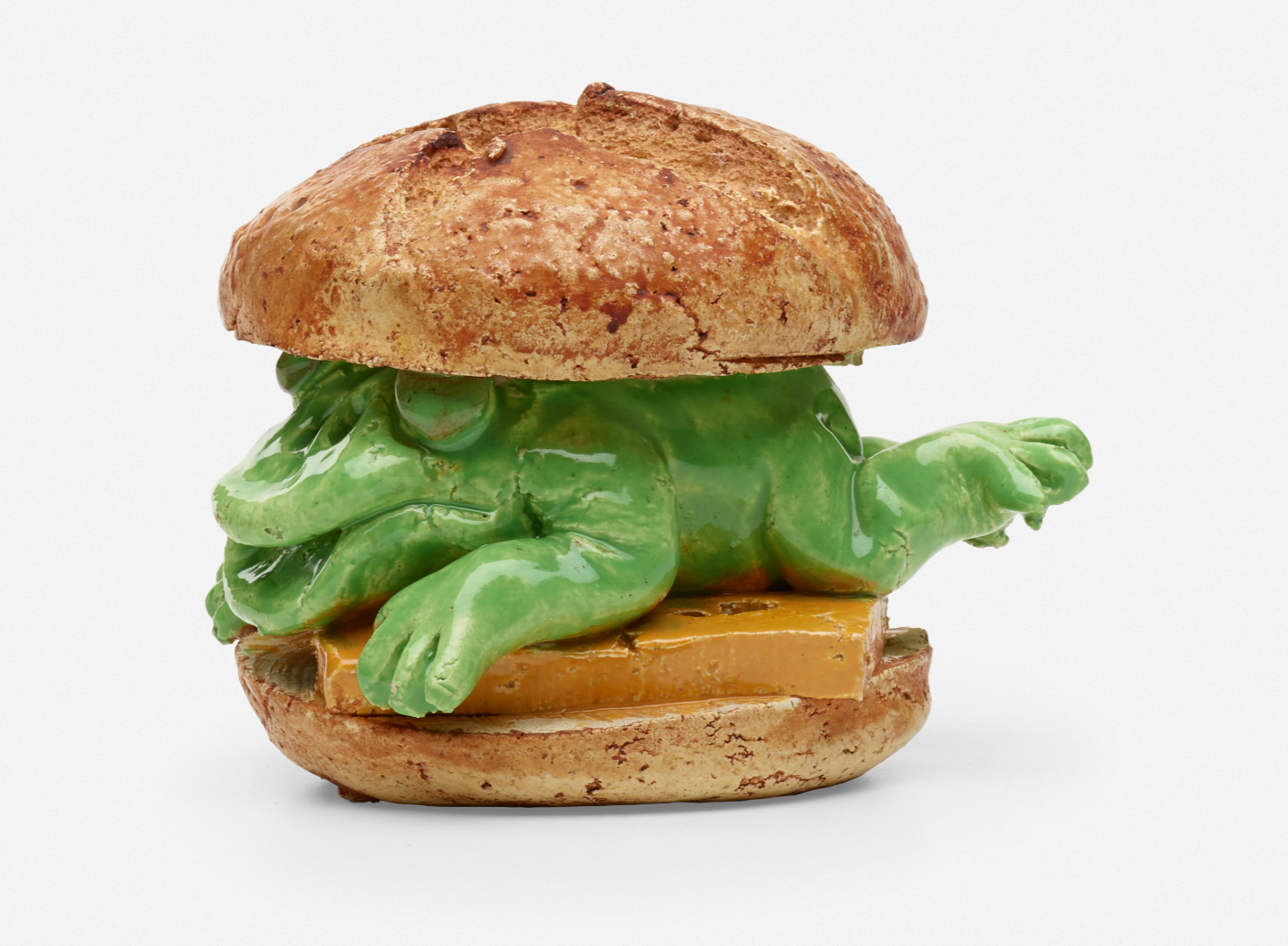 David Gilhooly , Brioche with Frog and Sliced Cheese