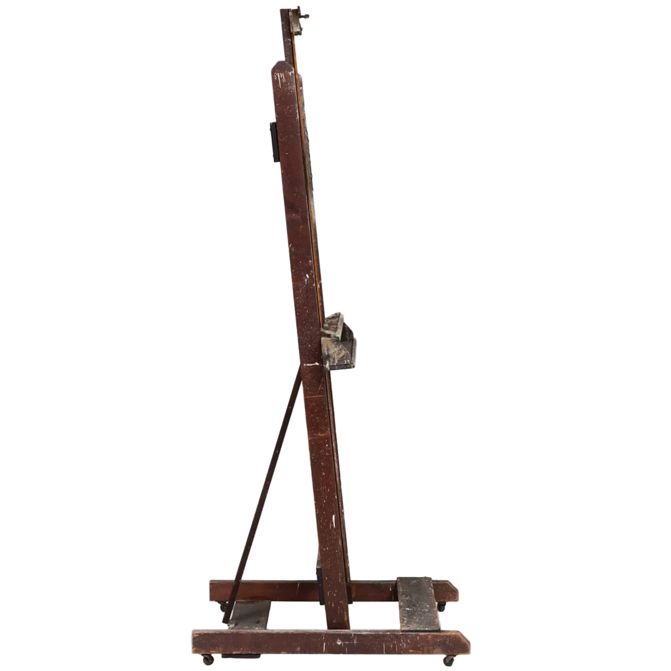 Wooden artist's easel on a white background