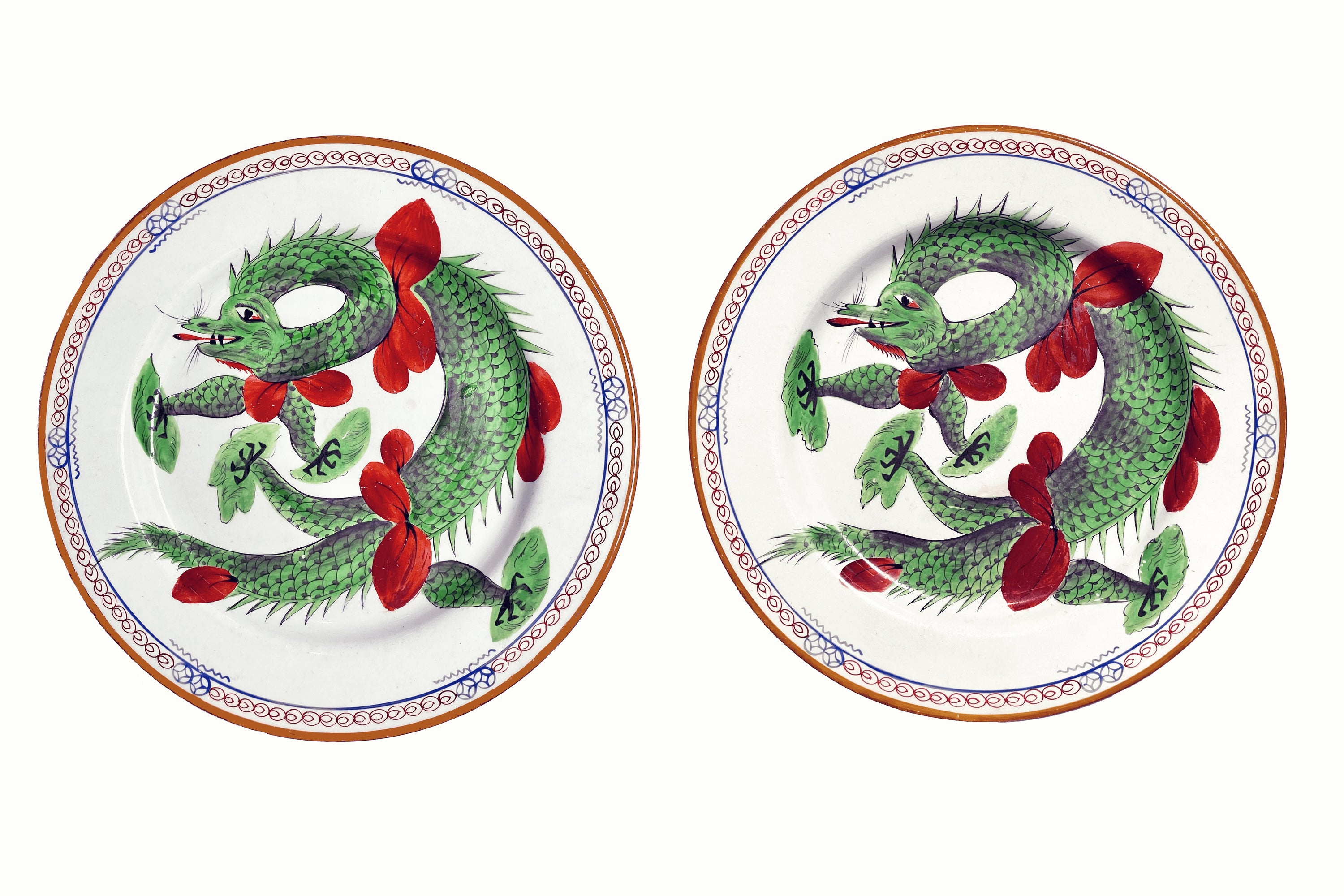 Early Staffordshire Dragon Plates
